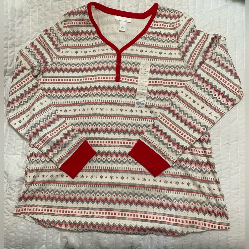 Lauren Conrad Women's Christmas Holiday pajama XXL red white gray plus size